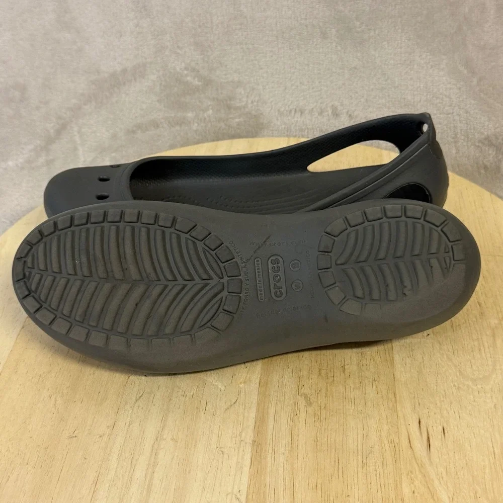 Crocs Kadee Flats Womens 9 Dark Gray Charcoal Ballet Slip On Comfort Shoes